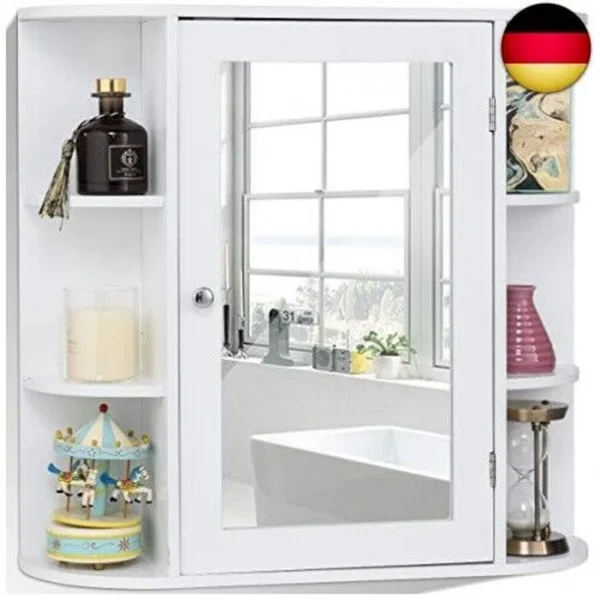 RELAX4LIFE Blanc Elégante Armoire de Miroir Etagère Openabale