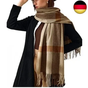 HYUET Winter Pashmina Brown Clasyy Autumn Scarf Shawl Women Plaid Elegant Long Soft Warm