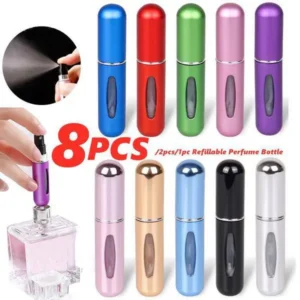 8Pcs/2Pcs/1Pc 5Ml Portable Mini Refillable Perfume To go Bottle with Spray Scent Pump Empty Cosmetic Containers Atomizer Bottle for Travel Tool