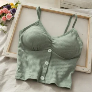 Women Knitted Tank Top Strap Vest Female Knitting Crop Top Chest Wrap Summer Hit Pure Cotton Underwear Camisoles