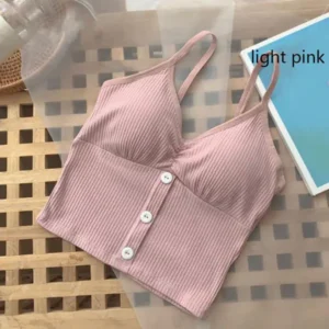 Women Knitted Tank Top Strap Vest Female Knitting Crop Top Chest Wrap Summer Hit Pure Cotton Underwear Camisoles