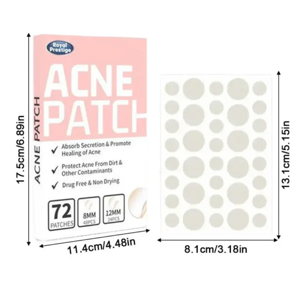 72Pcs Invisible Removal Pimple Acne Skin Problems Anti-Acne Hydrocolloid Patches Spots Marks Concealer Waterproof Repair Sticker