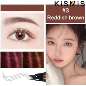 Le nouveau crayon à sourcils waterproof à quatre têtes est disponible en une ou deux pièces. Ce produit cosmétique polyvalent permet de créer des sourcils d&#039;apparence naturelle et sert également d&#039;eye-liner et de tatouage pour les sourcils. Il est disponible en cinq couleurs, dont le gris et le marron.