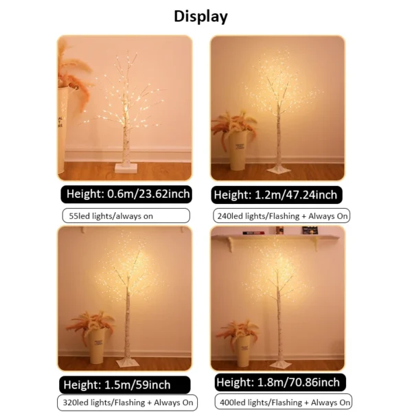 Décoration de Noël LED Birch Tree Branch Bedroom Light for Landscape Luminous Ambient Decoration New Year DIY Home Decor Christmas Tree Gift