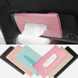 Simple Hook/Strap Universal Car Tissue Holder PU Leather Hanging Simple Paper Towel Clip Backseat Tissue Case Auto Interior Accessories