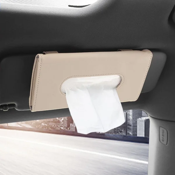 Simple Hook/Strap Universal Car Tissue Holder PU Leather Hanging Simple Paper Towel Clip Backseat Tissue Case Auto Interior Accessories