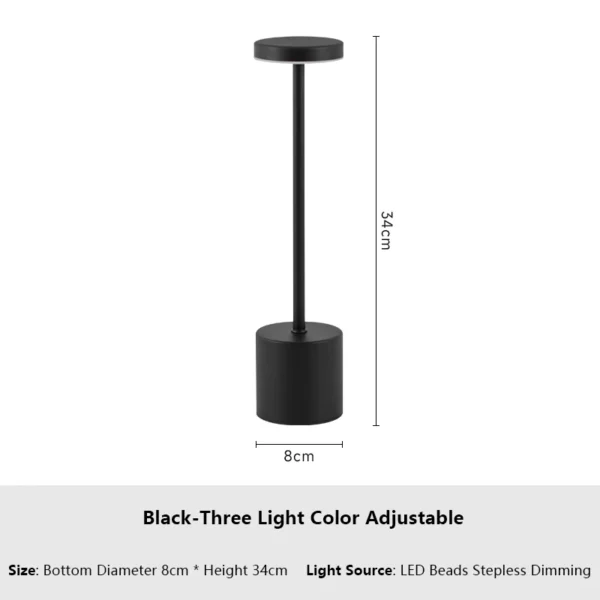 Lampe de table LED classique en métal à capteur tactile Lampe de bureau rechargeable Lampe d&#039;ambiance à l&#039;italienne 3 couleurs Lumière d&#039;ambiance créative Bar Décoration de chambre Veilleuse