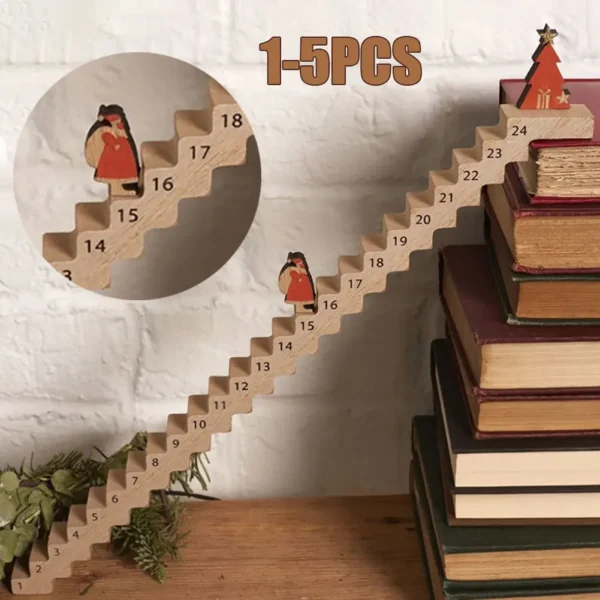 Calendrier de l&#039;Avent 2024 Xmas Santa Climbing Stairs Cute Festive Tabletop Wooden Ornament Christmas Countdown Calendar Home Decor