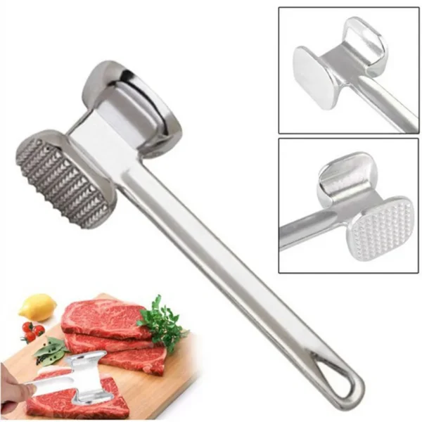 Marteau attendrisseur de viande 19cm Chef cuisinier Cuisson alliage d&#039;aluminium Mallet métallique pour steak Outil de cuisine Robuste et durable Attendrisseur double face