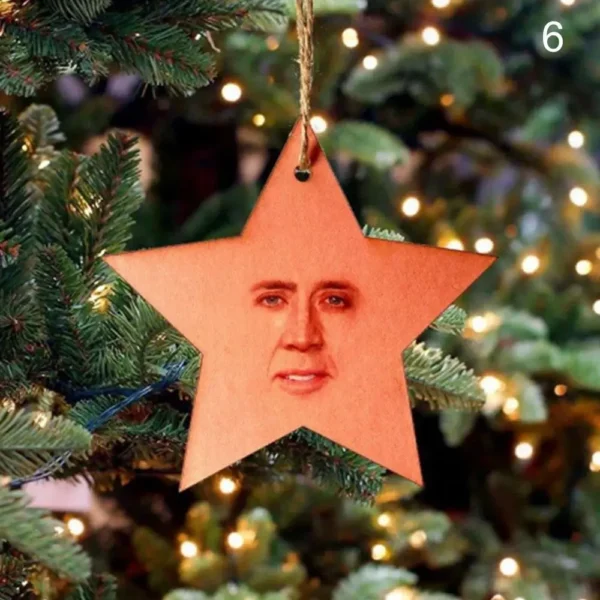 Joyeux Noël Blague Barry Père Noël Cadeau Meme en bois a Festive Mr. Wood Meme Ornament Hanging Ornament