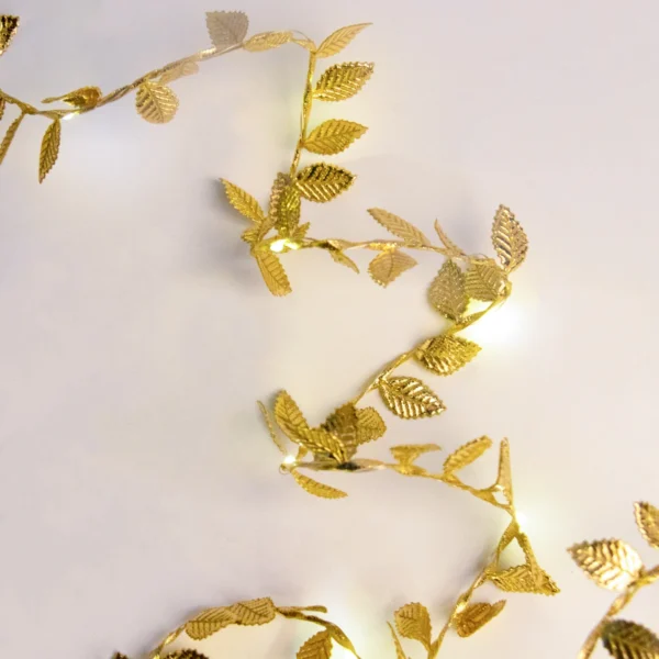 2M Golden Leaves String Light Christmas Fairy String Festive Lights Noel Hanging Ornaments Wedding Supplies Xmas Tree Decor Light String