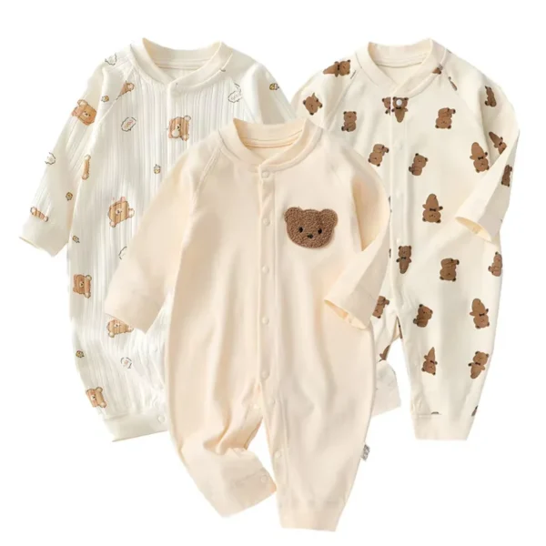 Vêtements d&#039;Automne pour Bébé Ours Cartoon Imprimé Romper pour Garçons Fille Nouveau-né Une-Pièce Vêtements Coton Toddler Bodysuit Infant Costume