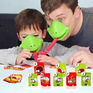 Frog Tongue-Sticking Tiktok Famous Same Funny Toy Lizards Mask Two-Player Card Fun Joy Game Desktop Interactive Toys Parent-Child Party Games