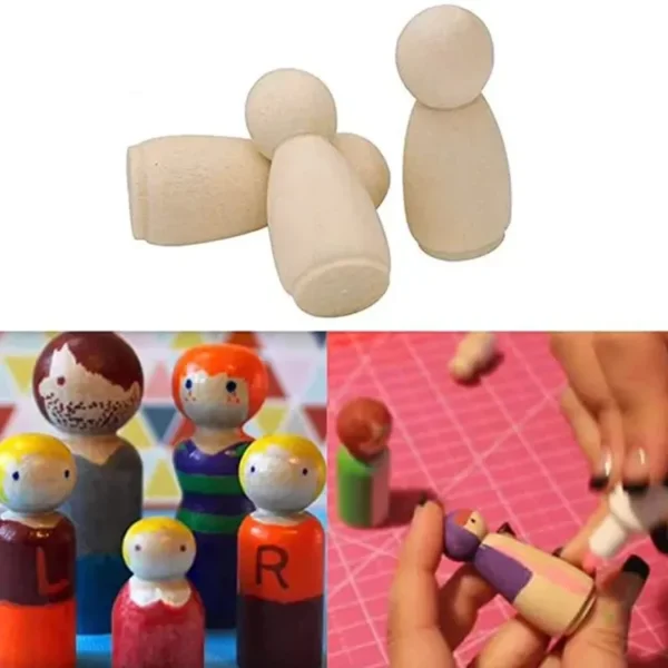 Arts &amp; Crafts 4/8PC Poupées à chevilles en bois non peintes pour enfants DIY Color Painting Girl Boy Doll Bodies Room Decorations Arts and Crafts