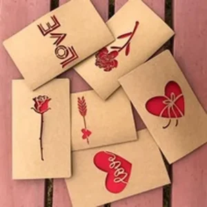 Love Couple 2Pcs Kraft Paper Love Cards Valentine's Day Hollowing Out Greeting Cards