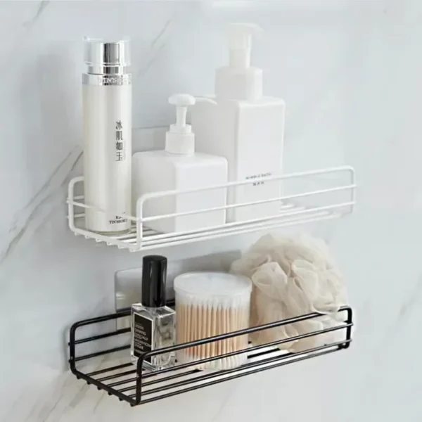 Salle de bain Etagère de rangement murale Etagère d&#039;angle Porte-shampoing Porte-cosmétique Fer à repasser Panier de douche Organisateur de salle de bain