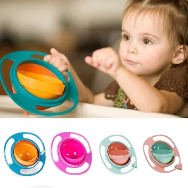 Bol simple pour enfants Bol d&#039;équilibre rotatif à 360 degrés, très utile pour étaler le bol gyroscopique étanche, bol anti-chute pour bébé Frisbee