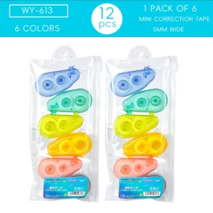 6Pcs Mini Correction Tape for Instant Correction School Office Supplies, (Rainbow)