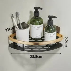 Salle de bain Accessoires d'organisation modernes Étagères de salle de bain de luxe sans perçage Étagère murale de douche en aluminium antirouille Porte-serviettes de shampoing