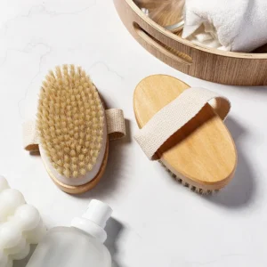 Brosse à poils naturels Brosse douce pour peau sèche et humide Brosse de bain massant Circulation sanguine