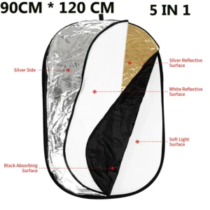 30CM 12 Inch Reflector 5 in 1 Photos round Reflector for Photography Light Diffuser Photo Studio Accessory Handhold Portable