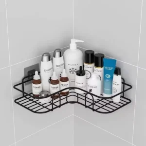 Salle de bain Etagère de rangement murale Etagère d'angle Porte-shampoing Porte-cosmétique Fer à repasser Panier de douche Organisateur de salle de bain