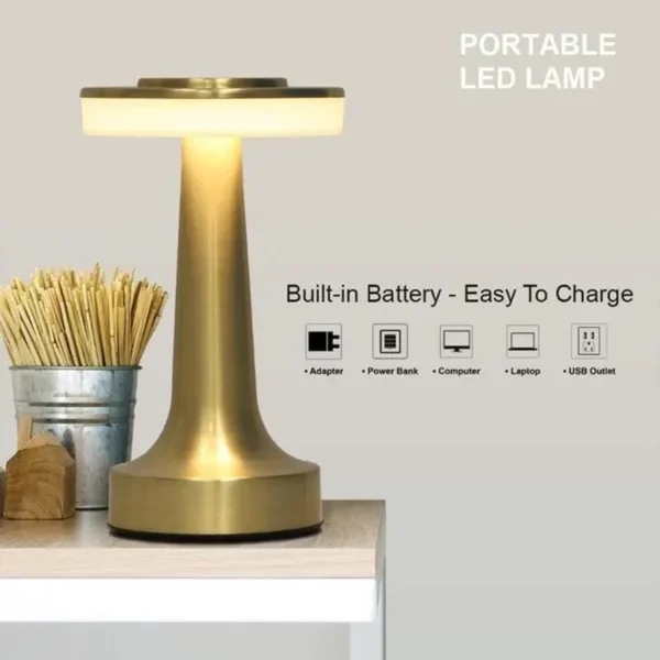 Lampe de table LED portable avec capteur tactile, 3 niveaux de luminosité, batterie rechargeable jusqu&#039;à 48 heures d&#039;utilisation, veilleuse pour la chambre d&#039;enfant, lampe de chevet, lampe de table de nuit