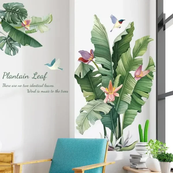 Magnifique Décoration murale imperméable à l&#039;eau Peinture Rainforest Green Leaf Wall Sticker Living Room Bedroom Decoration Sticker Home Decoration