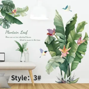 Magnifique Décoration murale imperméable à l'eau Peinture Rainforest Green Leaf Wall Sticker Living Room Bedroom Decoration Sticker Home Decoration