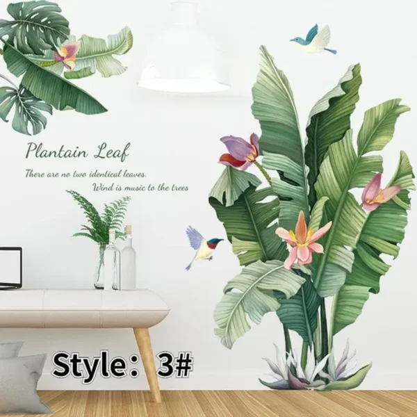 Magnifique Décoration murale imperméable à l&#039;eau Peinture Rainforest Green Leaf Wall Sticker Living Room Bedroom Decoration Sticker Home Decoration