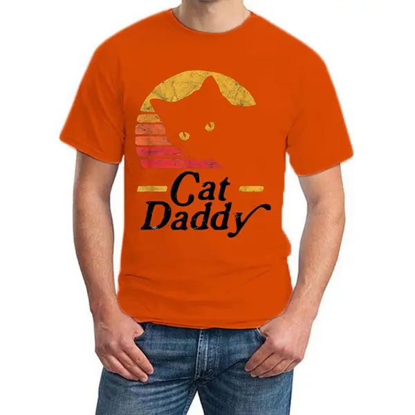 T-shirts d'été à manches courtes pour hommes, avec un imprimé humoristique de papa chat, conçu dans un style Harajuku, convenant aux adolescents. T-shirts d'été à manches courtes pour hommes, avec un imprimé humoristique de papa chat, conçu dans un style Harajuku, convenant aux adolescents.