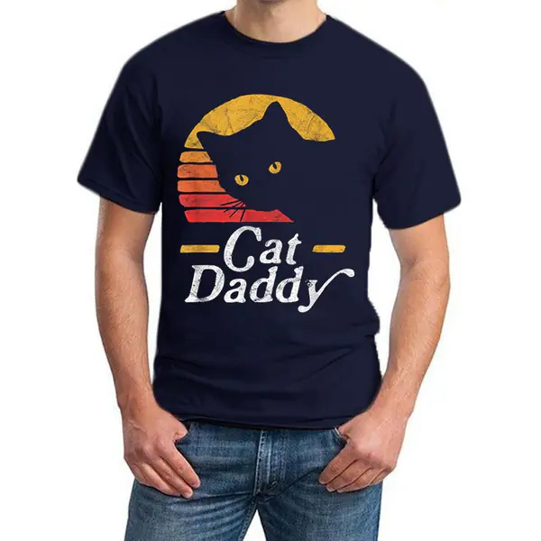 T-shirts d'été à manches courtes pour hommes, avec un imprimé humoristique de papa chat, conçu dans un style Harajuku, convenant aux adolescents. T-shirts d'été à manches courtes pour hommes, avec un imprimé humoristique de papa chat, conçu dans un style Harajuku, convenant aux adolescents.