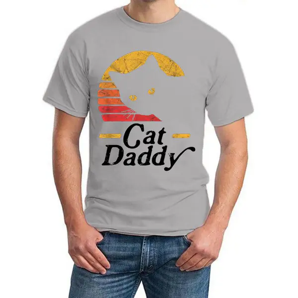 T-shirts d'été à manches courtes pour hommes, avec un imprimé humoristique de papa chat, conçu dans un style Harajuku, convenant aux adolescents. T-shirts d'été à manches courtes pour hommes, avec un imprimé humoristique de papa chat, conçu dans un style Harajuku, convenant aux adolescents.