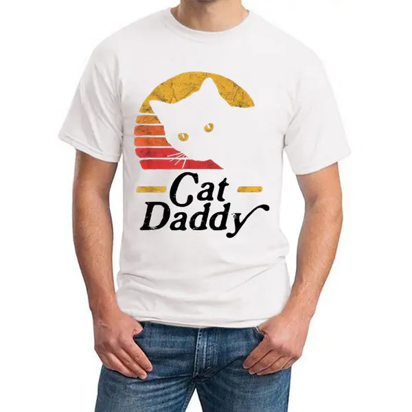 T-shirts d'été à manches courtes pour hommes, avec un imprimé humoristique de papa chat, conçu dans un style Harajuku, convenant aux adolescents. T-shirts d'été à manches courtes pour hommes, avec un imprimé humoristique de papa chat, conçu dans un style Harajuku, convenant aux adolescents.