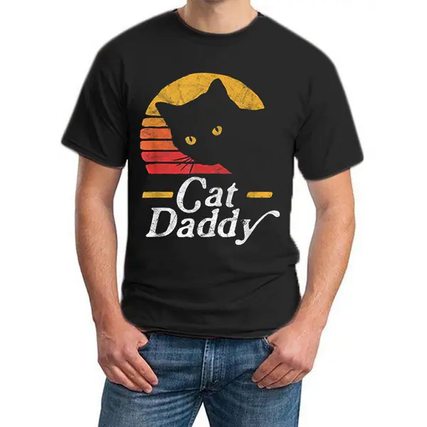 T-shirts d'été à manches courtes pour hommes, avec un imprimé humoristique de papa chat, conçu dans un style Harajuku, convenant aux adolescents. T-shirts d'été à manches courtes pour hommes, avec un imprimé humoristique de papa chat, conçu dans un style Harajuku, convenant aux adolescents.