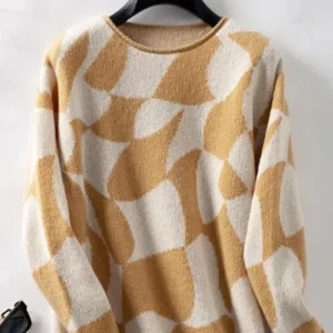 Women&#039;s Matching Color Long Sleeve Cozy Pullover Knit Sweater, Fashion Casual Loose Winter Autumn Warm Sweater Pullover Tops