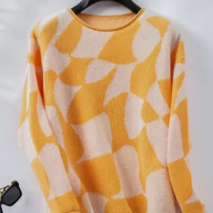 Women&#039;s Matching Color Long Sleeve Cozy Pullover Knit Sweater, Fashion Casual Loose Winter Autumn Warm Sweater Pullover Tops