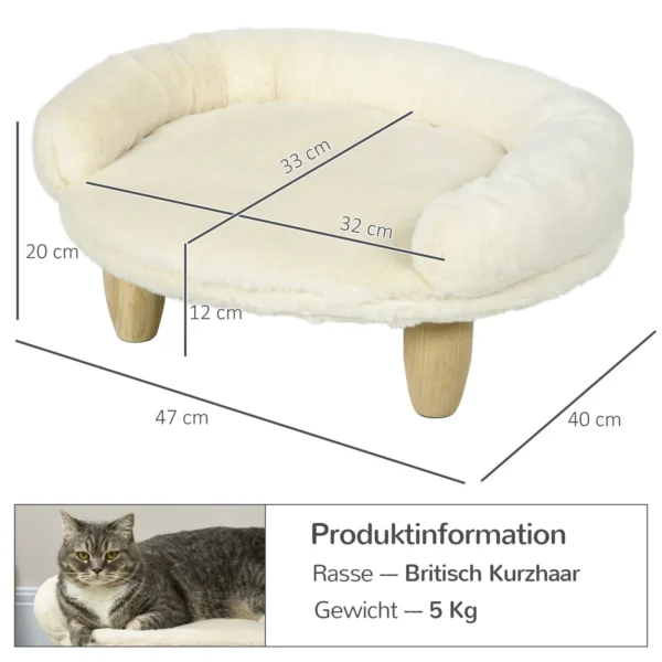 Pawhut Cat Bed Dog Sofa Dog Bed Pet Sofa Elevated Couch for Pets with Raised Design Cream (canapé surélevé pour animaux de compagnie)